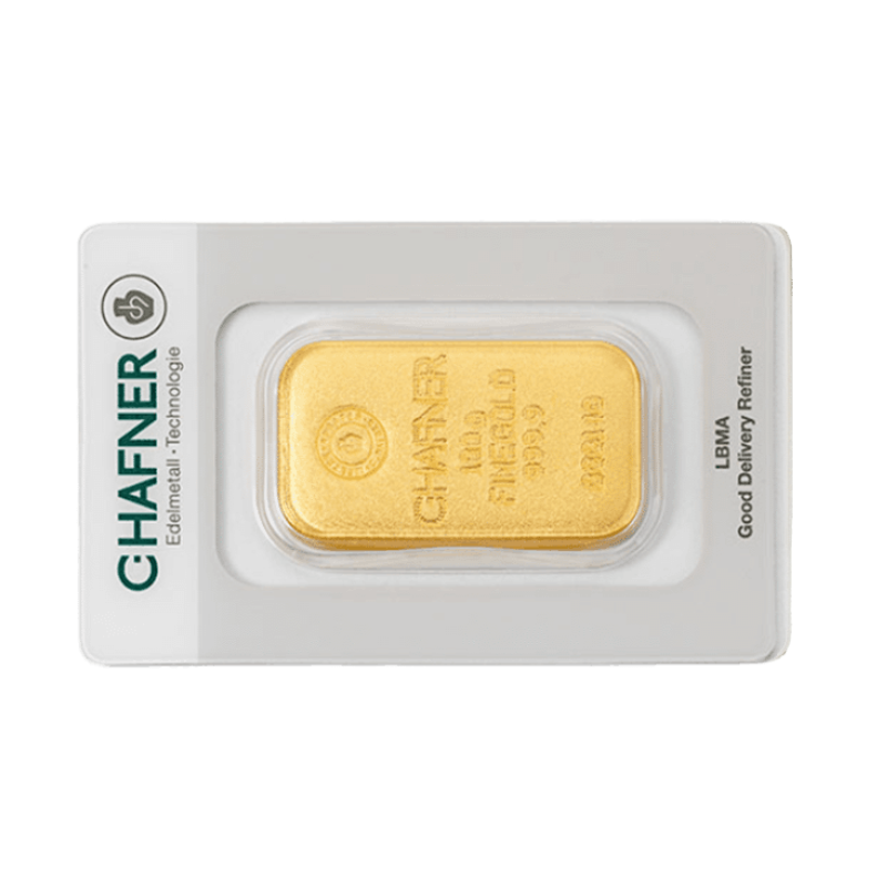 C. Hafner 100 gram goudbaar casted
